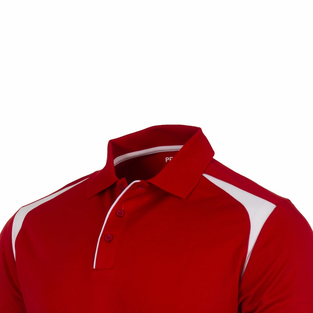ProQuip Technical Panel Golf Polo Shirt - Red Flexible Cuff Design Sporty Chic