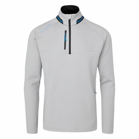 Trendy Outfit Casual Hoodie Oscar Jacobson Thomson Zip Neck Sweater - Light Grey