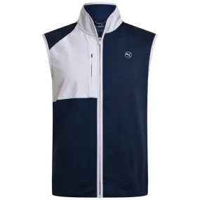 Puma Cloudspun Gilet - Deep Navy Heather/Ash Gray nylon Quilted Pattern