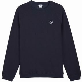 Puma Boulder 2.0 Crewneck Sweater - Deep Navy Mesh Lining All-day Comfort