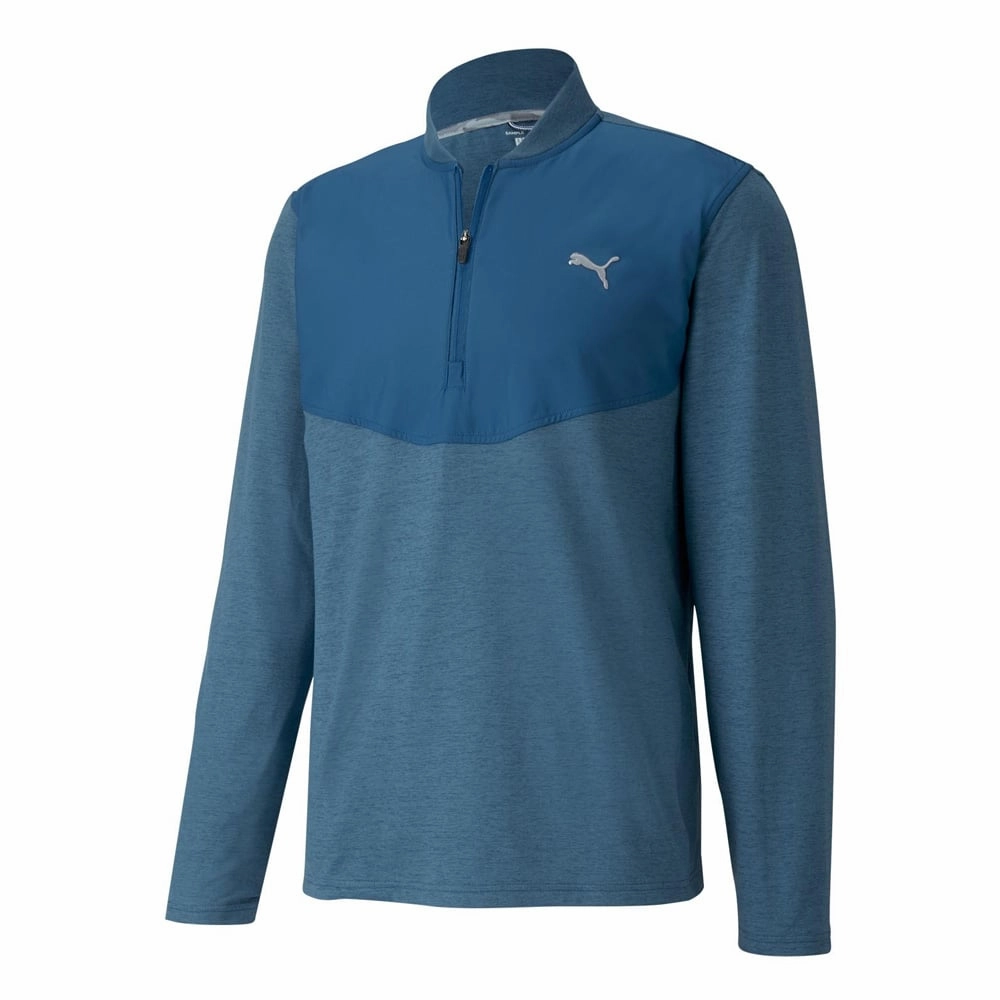 color fast Puma Cloudspun 1/4 Zip Pullover - Digi-Blue Heather