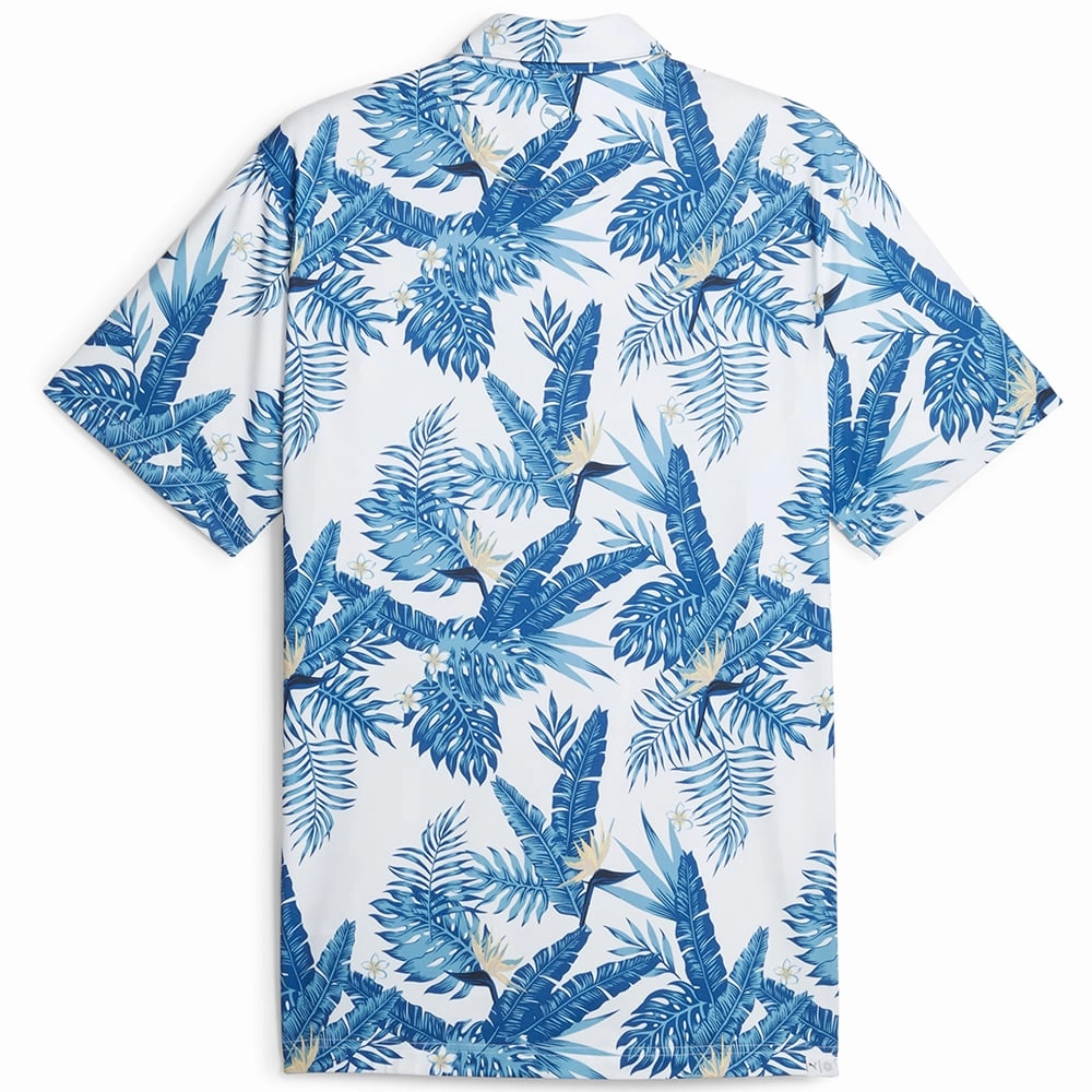 Puma Cloudspun Aloha Polo Shirt - White Glow/Festive Blue Wool combination safe for skin