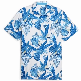 BioBased Fibers Puma Cloudspun Aloha Polo Shirt - White Glow/Festive Blue