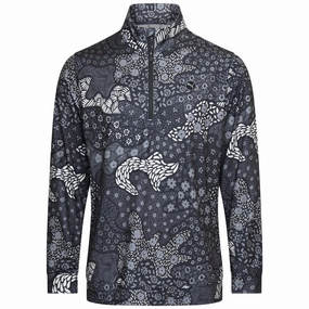 Puma Cloudspun Bloom Camo 1/4 Zip Sweater - Puma Black/Slate Sky Minimal Fit Running wear