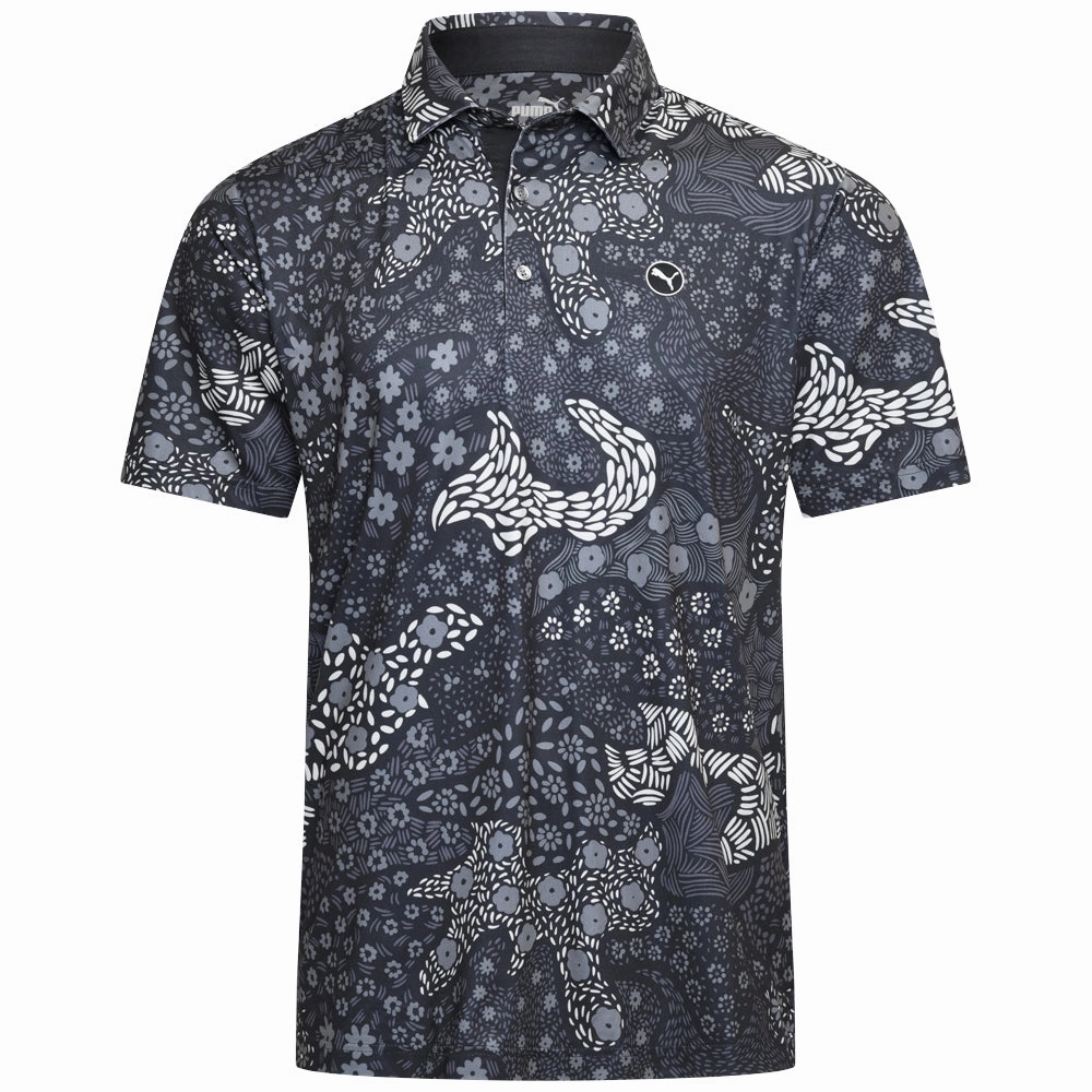 Puma Cloudspun Bloom Camo Polo Shirt - LC - Puma Black Travel Comfort
