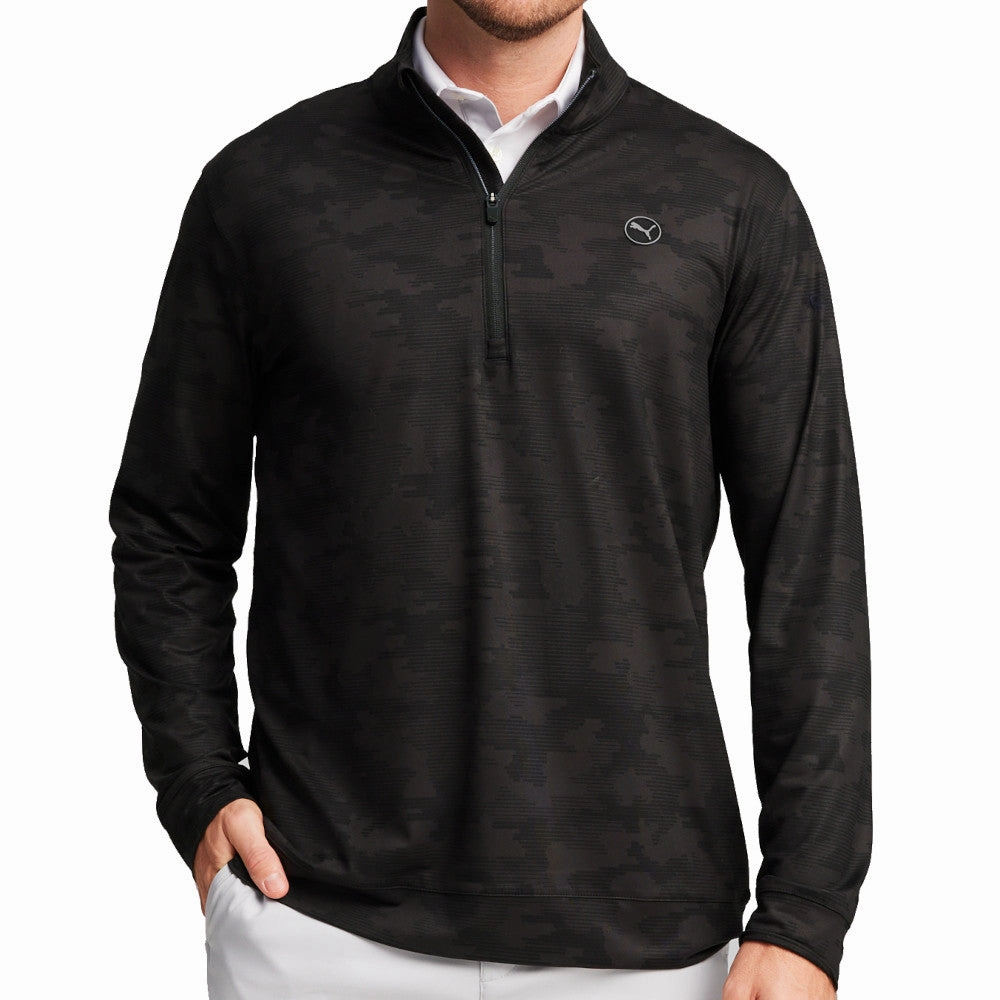 Drawstring suitable for gifts Puma Cloudspun Camo 1/4 Zip Pullover - Black