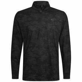 Puma Cloudspun Camo 1/4 Zip Pullover - Black Comfy and Cozy Relaxed Layers
