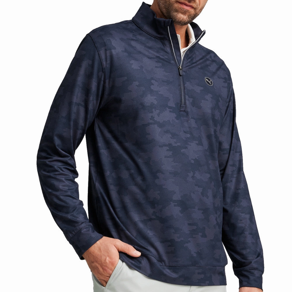 Fresh Relaxed product holiday wearability Puma Cloudspun Camo 1/4 Zip Pullover - Deep Navy
