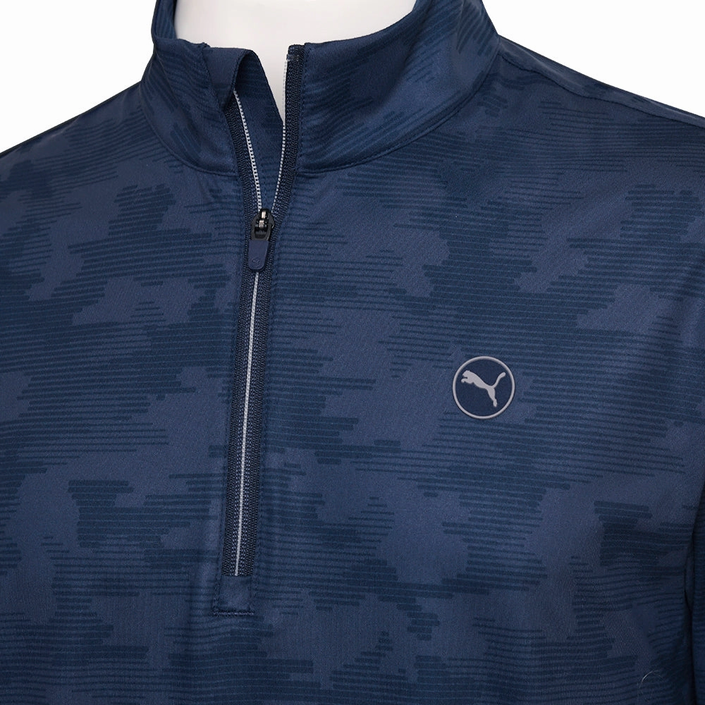 Loose Fit Puma Cloudspun Camo 1/4 Zip Pullover - Deep Navy