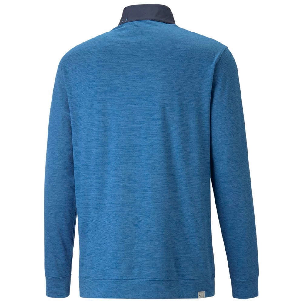Puma Cloudspun Colour Block 1/4 Zip Pullover - Navy Blazer/Lake Blue Heather Lightweight Wear product stud toughness