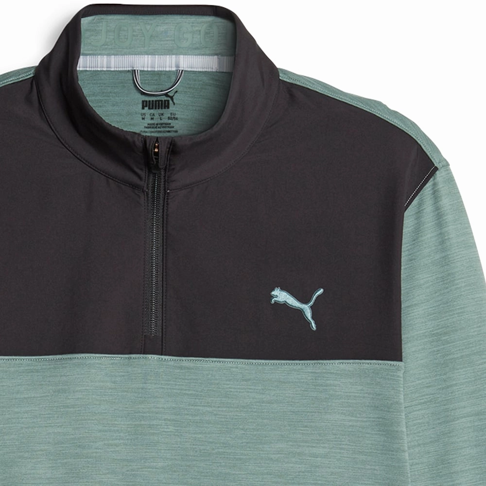 Comfy Wearable product promotion Puma Cloudspun Colour Block 1/4 Zip Pullover - Puma Black/Eucalyptus Heather