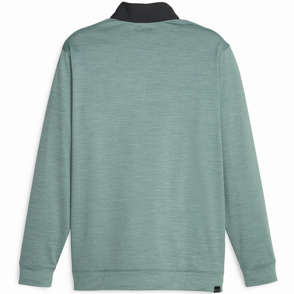 Puma Cloudspun Colour Block 1/4 Zip Pullover - Puma Black/Eucalyptus Heather Beach Cover