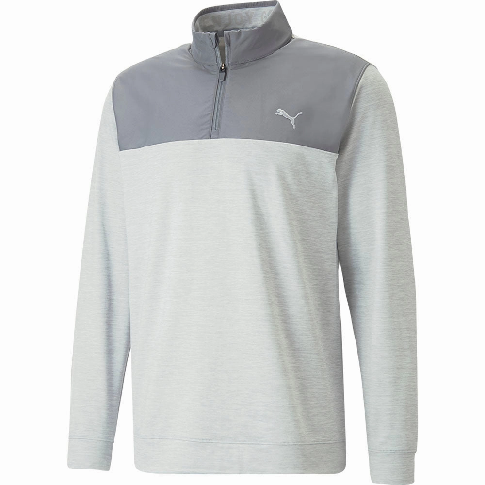 Puma Cloudspun Colour Block 1/4 Zip Pullover - Quiet Shade/High Rise Heather Go-To Layer