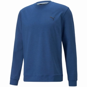 Puma Cloudspun Crew Neck Sweater - Blazing Blue Heather Modern Sporty
