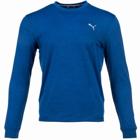 Drawcord Hood Puma Cloudspun Crewneck Sweater - Bright Cobalt/Heather
