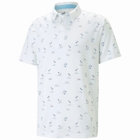 Cozy Vibe Puma Cloudspun Horizons Polo Shirt - Bright White/Heartfelt