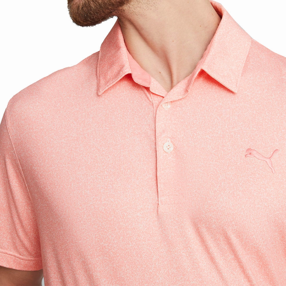 Puma Cloudspun Primary Polo Shirt - Flamingo Pink Ultimate Comfort Yarn Dyed Stripes