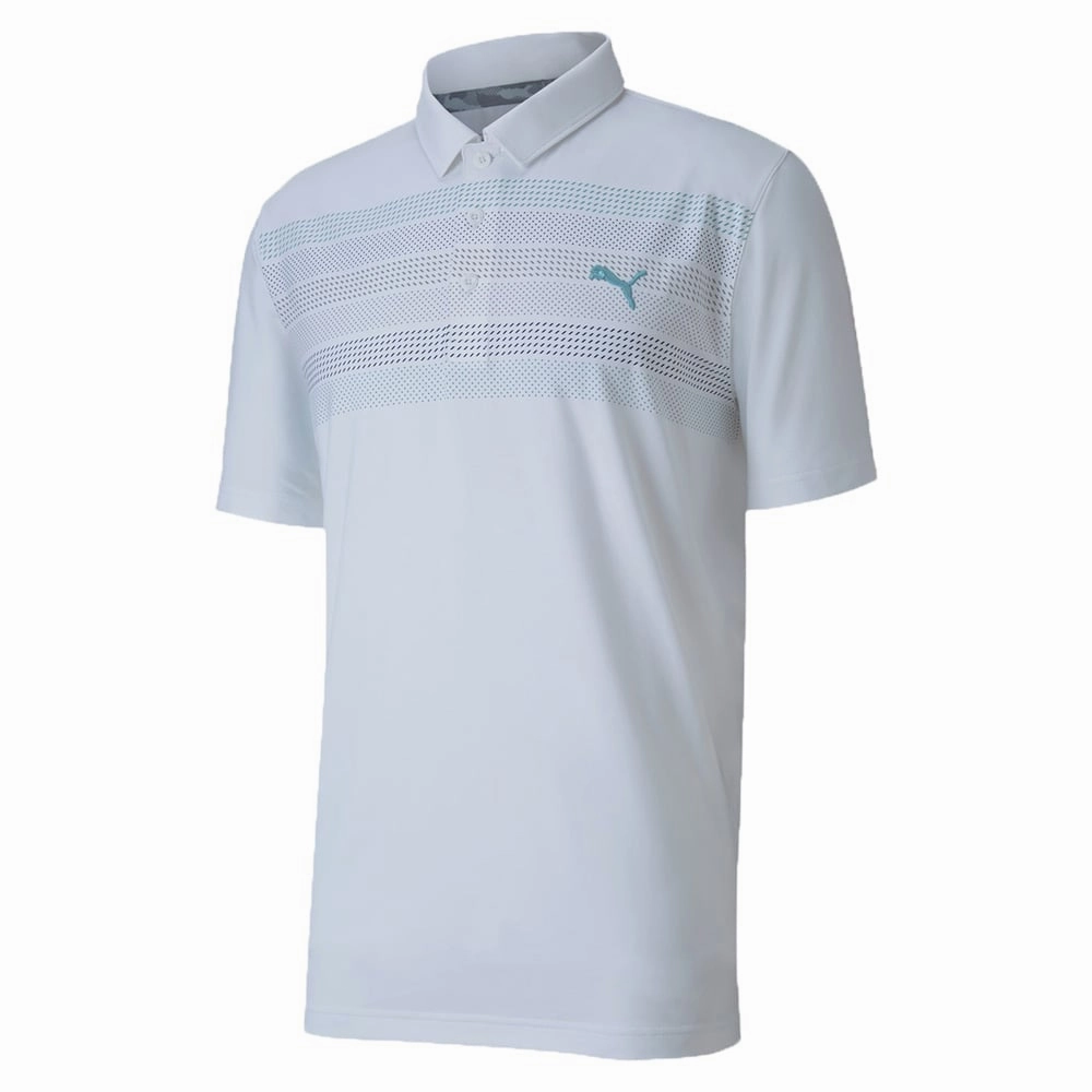 Fresh and Cool Garment Dyed Puma Cloudspun Road Map Polo Shirt - Bright White