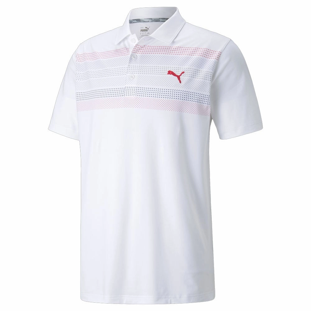 Puma Cloudspun Road Map Polo Shirt - Bright White/Teaberry Non Restrictive Silhouette Summer Style