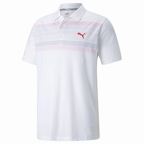 Puma Cloudspun Road Map Polo Shirt - Bright White/Teaberry Non Restrictive Silhouette Summer Style