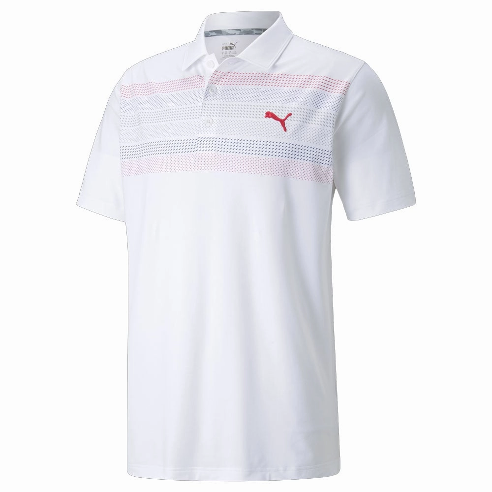 Puma Cloudspun Road Map Polo Shirt - Bright White/Teaberry Timeless Must-Have