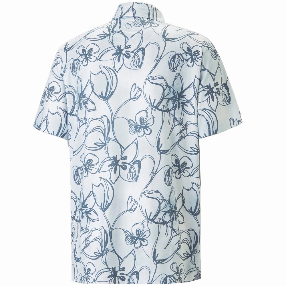 VintageWash Puma Cloudspun Stems Polo Shirt - White/Blue