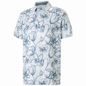 Streetwear Style Odor Resistant Material Puma Cloudspun Stems Polo Shirt - White/Blue