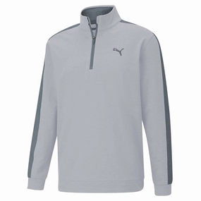 Puma Cloudspun T7 1/4 Zip Sweater - High Rise Heather Metallic colors Kangaroo Pocket