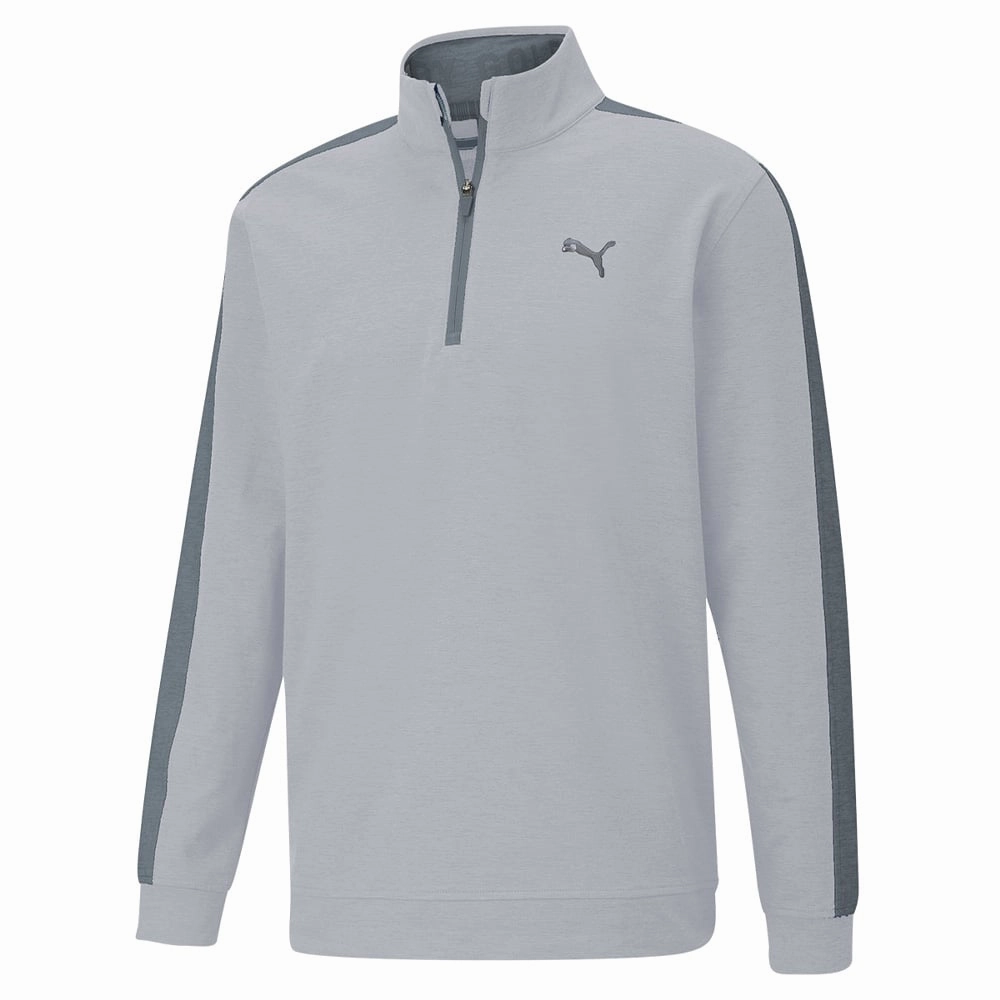 Puma Cloudspun T7 1/4 Zip Sweater - High Rise Heather Metallic colors Kangaroo Pocket