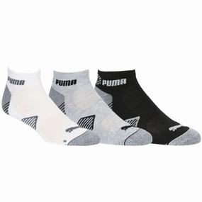 Puma Essential 1/4 Crew Socks (3 Pack) - White/Grey/Black Plateau Reliability