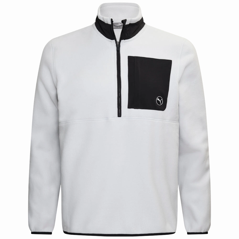 Puma Fleece 1/4 Zip Sweater - Ash Gray/Puma Black product brand loyalty sequin