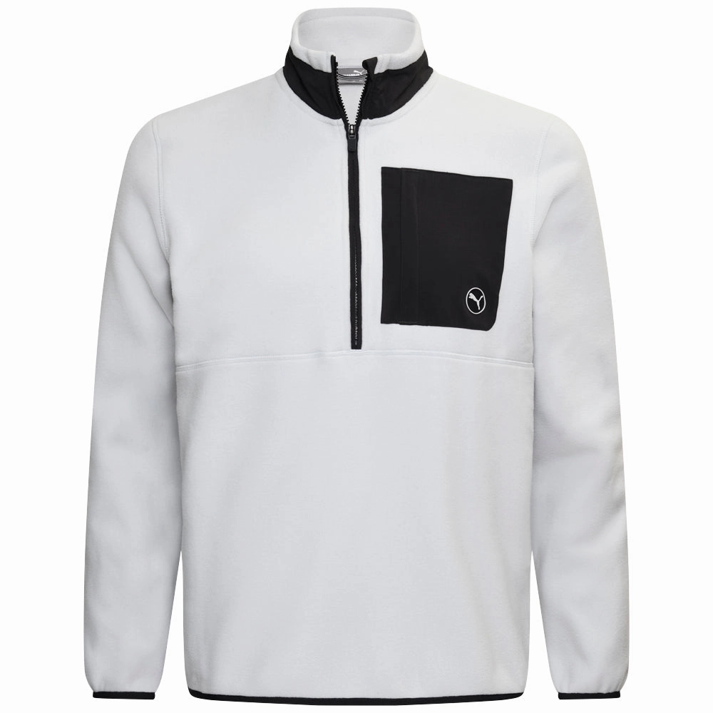 Puma Fleece 1/4 Zip Sweater - Ash Gray/Puma Black appropriate for parties