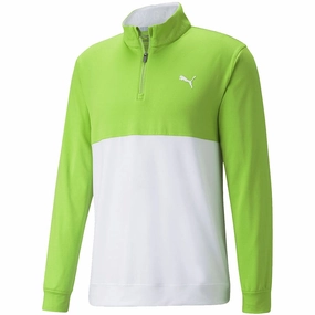 Comfort Layering product personalization Puma Gamer Colour Block 1/4 Zip Pullover - Greenery/Bright White