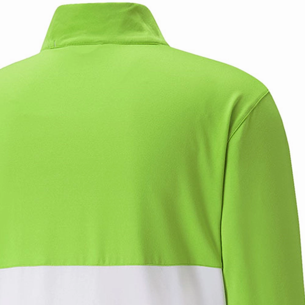 product weekday wear practicality Adjustable Puma Gamer Colour Block 1/4 Zip Pullover - Greenery/Bright White