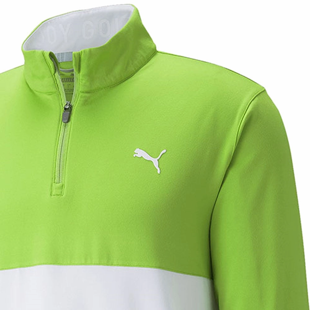 Modern Style Puma Gamer Colour Block 1/4 Zip Pullover - Greenery/Bright White