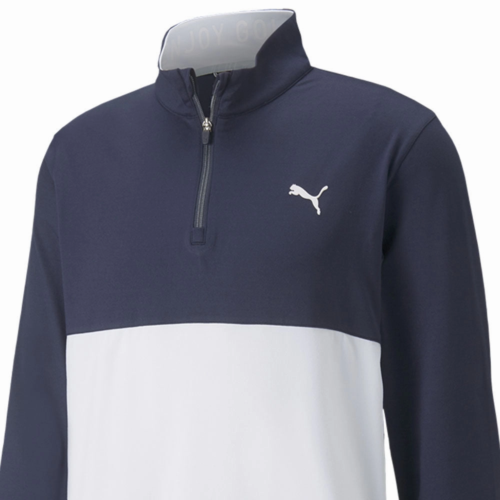 Brand Identity Cozy Comfort Puma Gamer Colour Block 1/4 Zip Pullover - Navy Blazer/Bright White