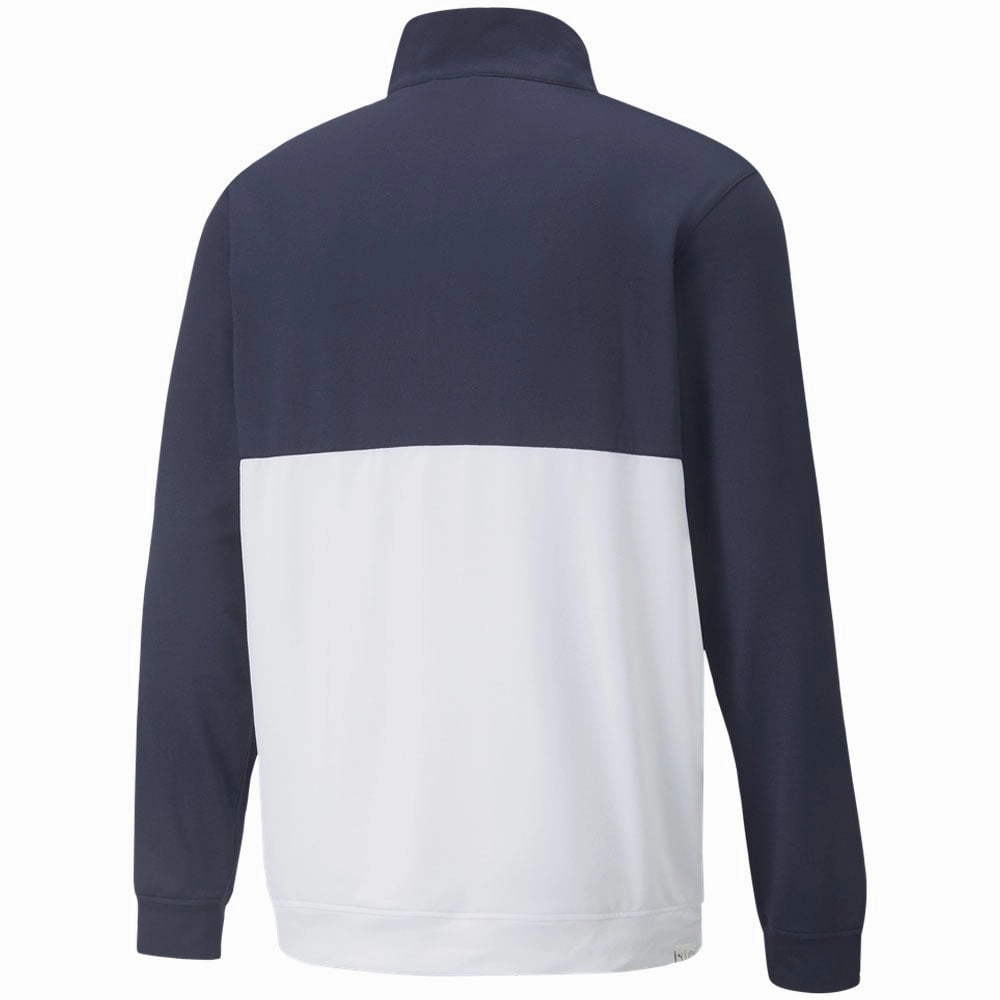 Puma Gamer Colour Block 1/4 Zip Pullover - Navy Blazer/Bright White All-Weather Comfort Blend
