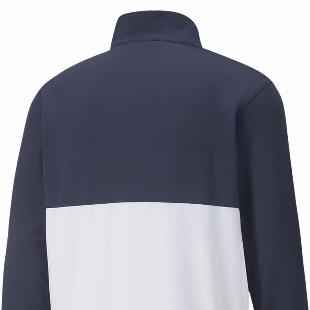 Puma Gamer Colour Block 1/4 Zip Pullover - Navy Blazer/Bright White Bow Accents Easy Layering