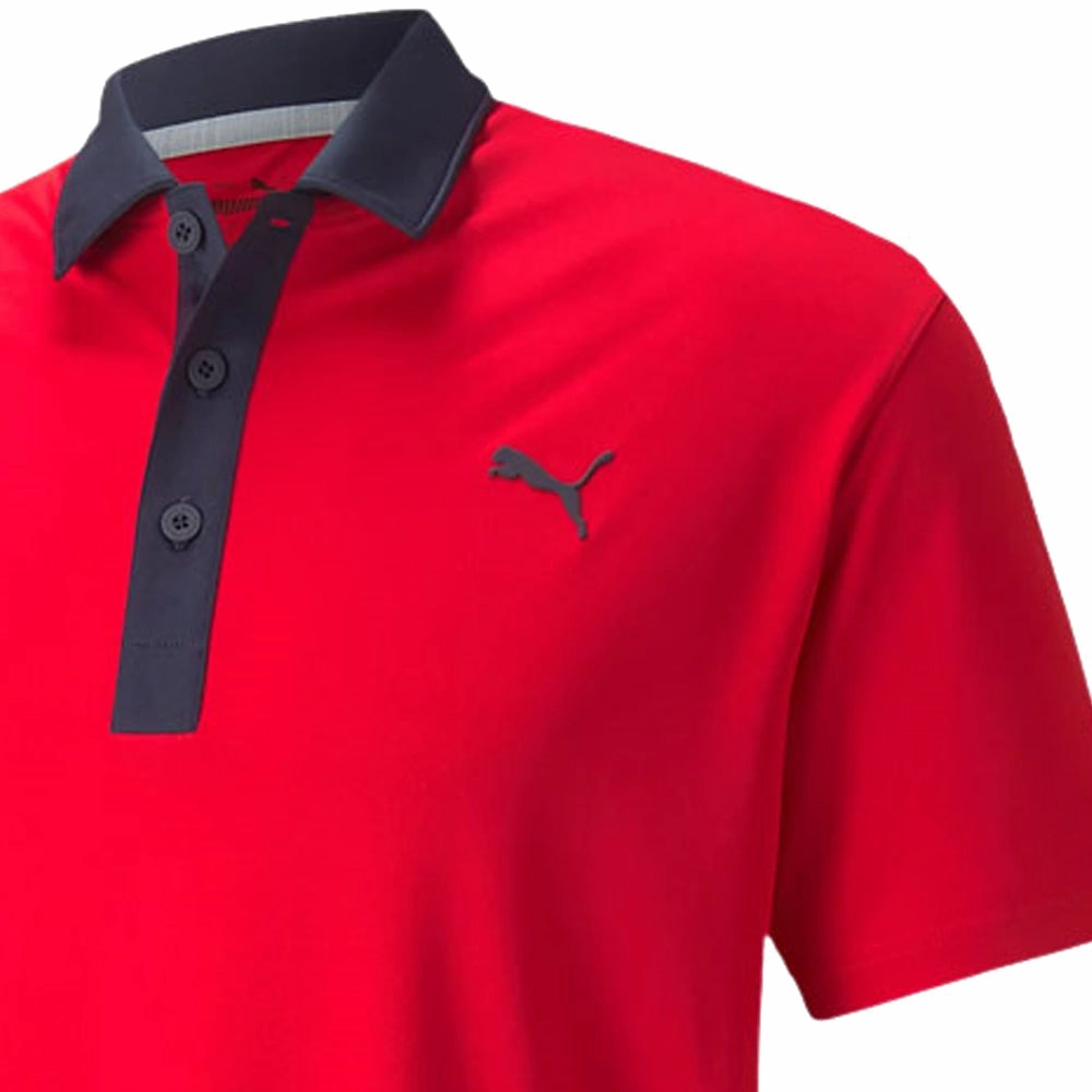 Comfy Look Wear Moisture Management Fabric Puma Gamer Polo Shirt - Ski Patrol/Navy Blazer