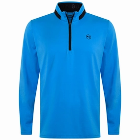 Puma Lightweight 1/4 Zip Pullover - Aqua Blue/Black product business casual suitability