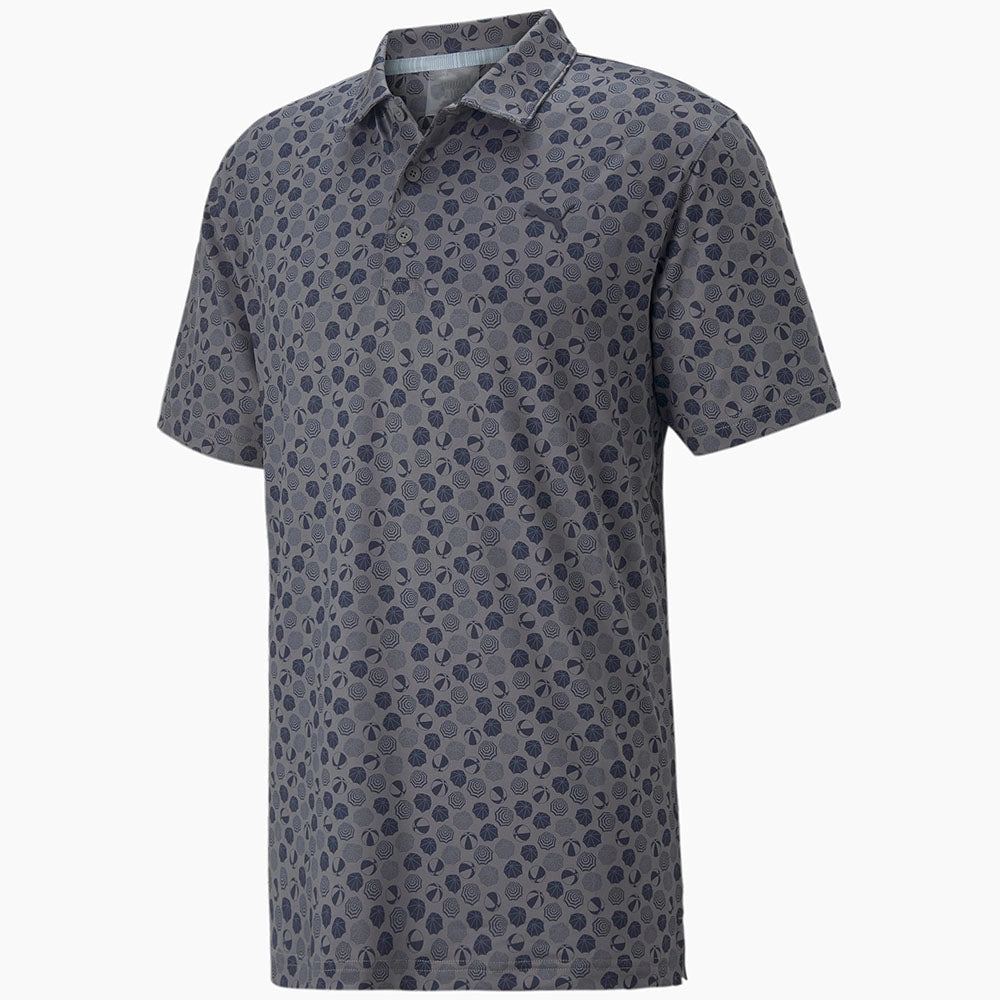 Tagless Design Comfortable Shape Puma MATTR Beach Trip Polo Shirt - Quiet Shade/Navy Blazer