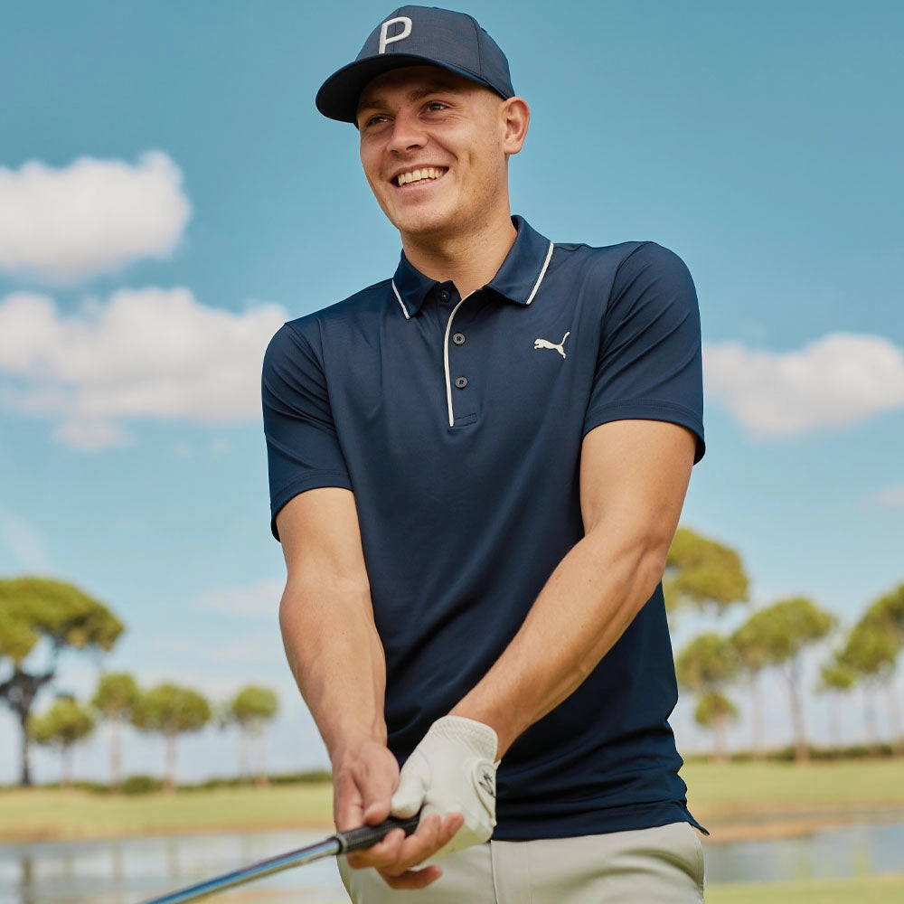 Stretch Knit Puma MATTR Bridges Polo Shirt - Navy Blazer