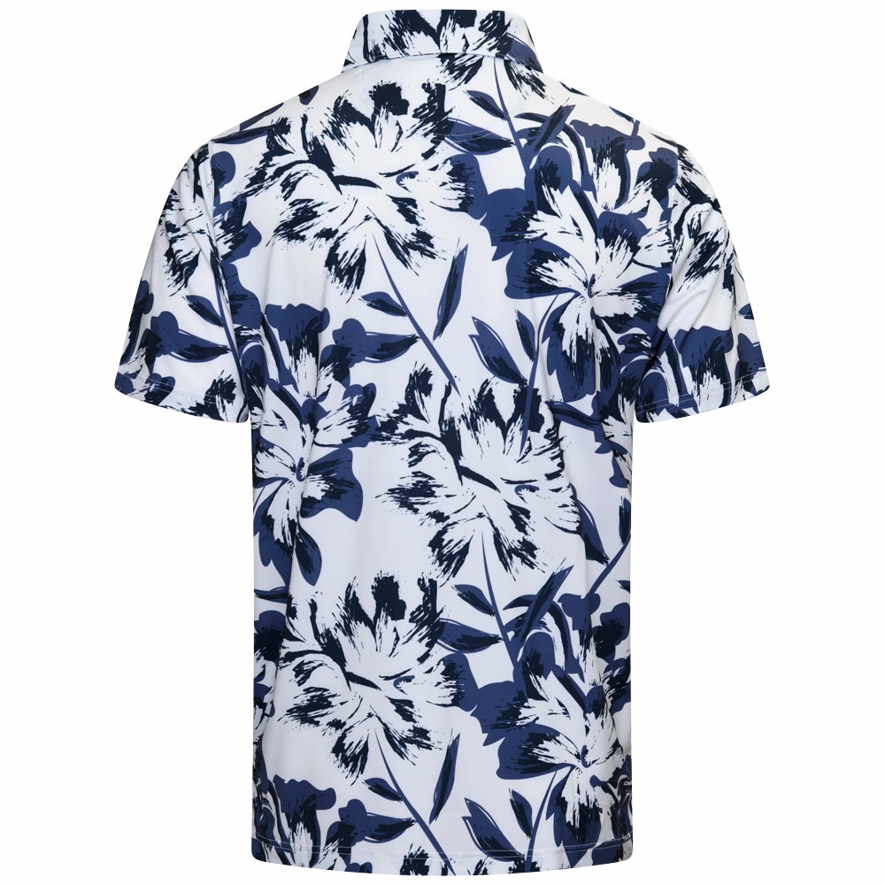 Classic Comfort Style Street Casual Look Puma MATTR Broken Flower Polo Shirt - White Glow/Blue Crystal