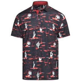 Puma MATTR Bushland Polo Shirt - Puma Black/Intense Red AdvancedMoistureManagement