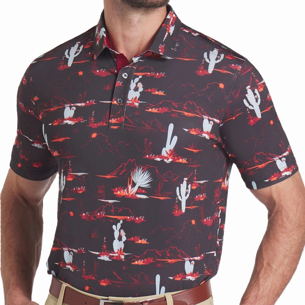 Puma MATTR Bushland Polo Shirt - Puma Black/Intense Red Weekend Fashion easy to pair