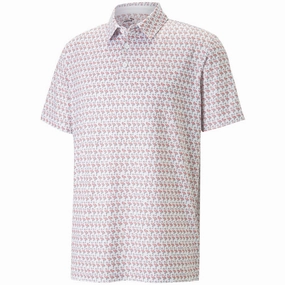 Puma MATTR Flamingo Polo Shirt - Bright White/Flamingo Pink Relaxed Fit Everyday Wearable