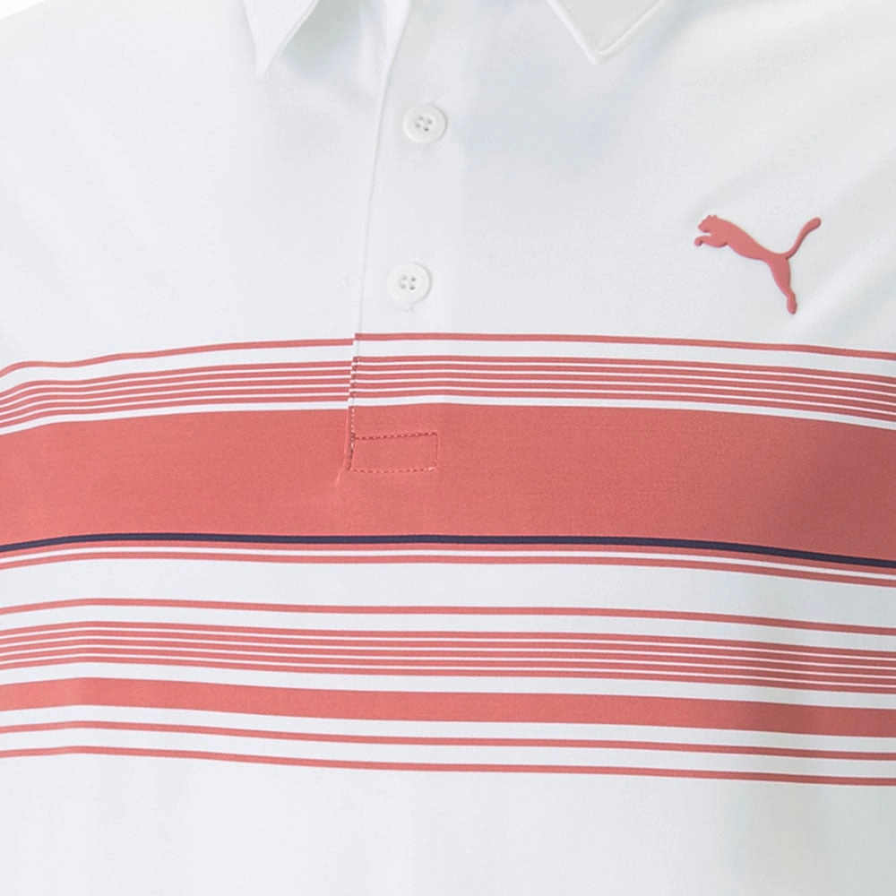Sublimation Resistant Fabric Puma MATTR Grind Polo Shirt - Bright White/Heartfelt