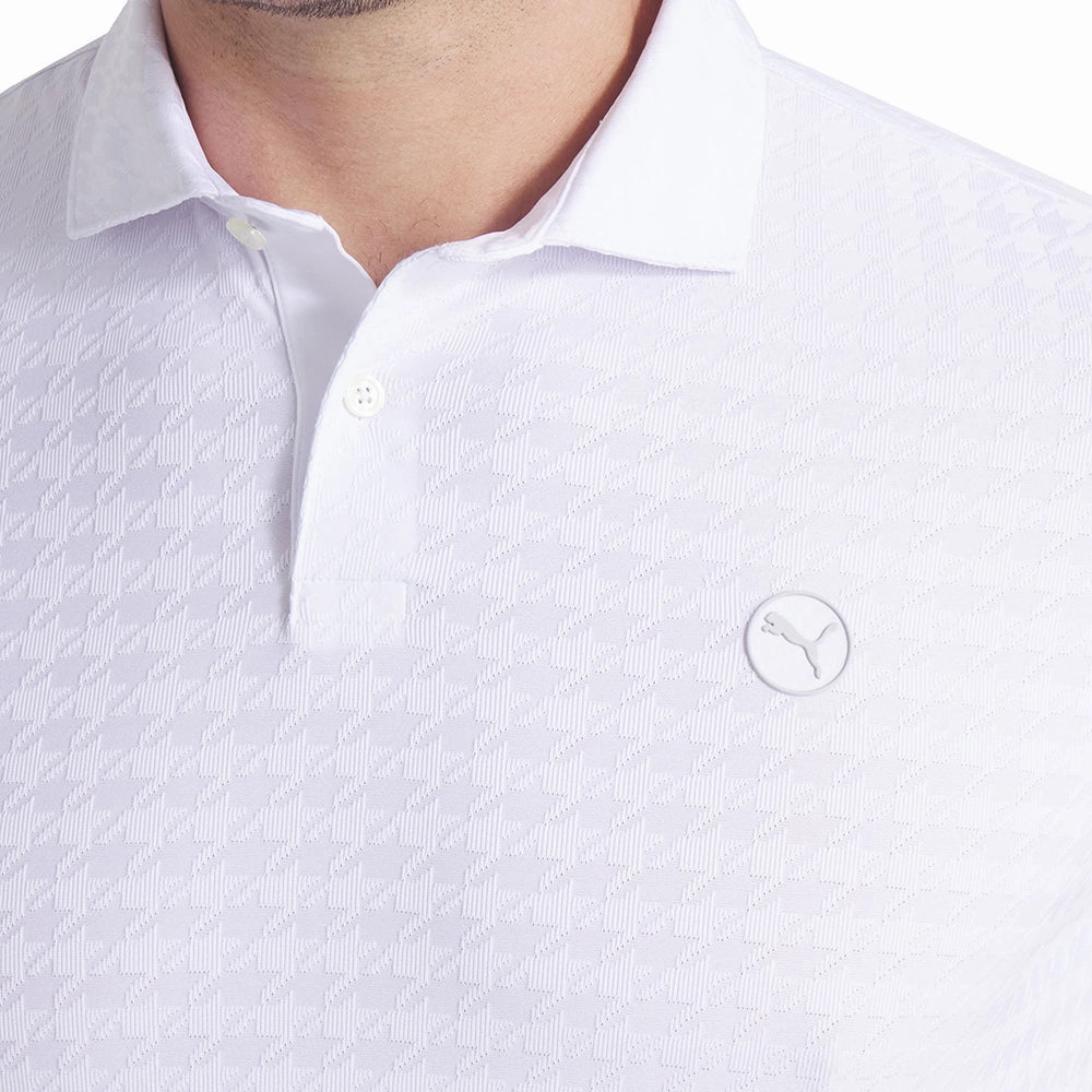 Essential Layer Natural Fiber Blend Puma MATTR Houndstooth Polo Shirt - White Glow