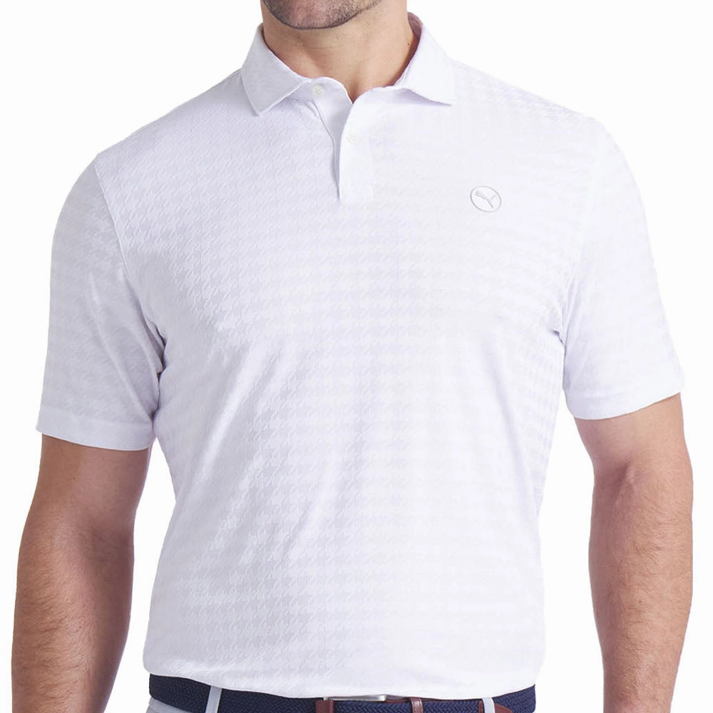 Summer Essential Puma MATTR Houndstooth Polo Shirt - White Glow