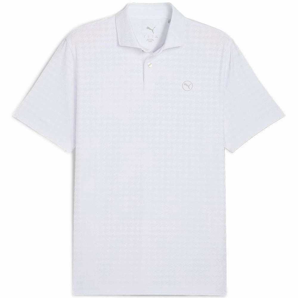 Fashion-Forward Look Structured silhouette Puma MATTR Houndstooth Polo Shirt - White Glow